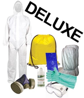 picture of MINI Deluxe Ebola Clean Up Safety Kit In Pull String Bag - With P3 Semi-Disposable Half Mask - IH-MINIEBOLAKIT-DELUX