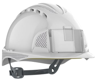 picture of JSP EVO2 Badge White Vented Helmet With Reflective CR2 Decal Kit - [IH-APB030-000-100-CR2]