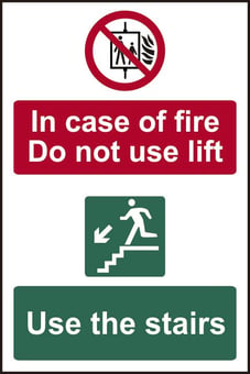 picture of Spectrum In case of fire Do not use lift Use the stairs – PVC 200 x 300mm - SCXO-CI-1536