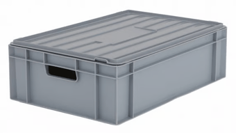 Picture of BiGDUG Euro Stacking Box with Hinged Lid - 180h x 400w x 600d mm - 30L - Grey - Box Deal of 10 - [IH-BDU-BNB4616LG] - (LP)