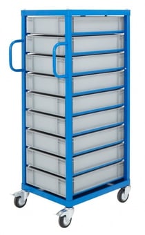 picture of Euro Container Trolley - 1350h x 465w x 715d mm - 9 x 20L Capacity Boxes - [BDU-UZECTS1]