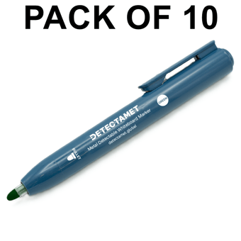 picture of Detectamet Detectable Retractable Whiteboard Marker - Green Bullet Tip - Pack of 10 - [DT-145-A05-P04-A07]