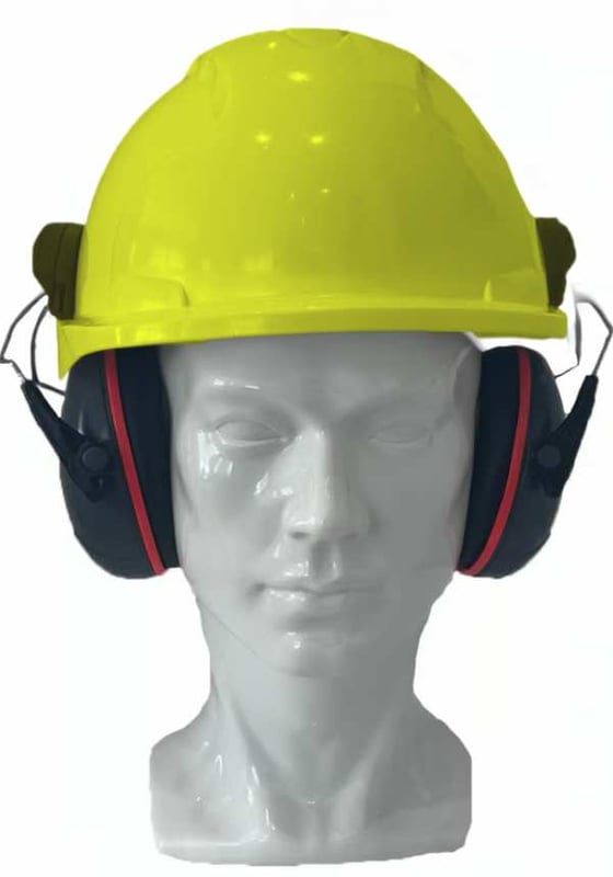 Jsp Evo3 Yellow Vented Hard Hat With Sonis Compact Helmet Mounted Ear Defenders - [IH-EVO3YSONISC]