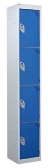 picture of QMP Tool Charging Locker - Solid Door - Standard Plug - 4 Compartment - Dark Blue - 1800H x 300W x 450D mm - [QM-BL1830454BSX]