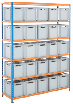 picture of BiGDUG BiG340 Shelving - 1980h x 1525w x 455d mm - 25x 25L Euro Containers - [BDU-UZK615425]