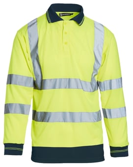 picture of Blackrock Two-Tone Hi-Vis Long Sleeve Polo Shirt - Yellow/Navy - RDO-80331
