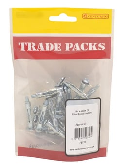 picture of Centurion Blind Screw Anchors - Zinc Plated - M4 x 40mm - 25 PK - [CI-78126]