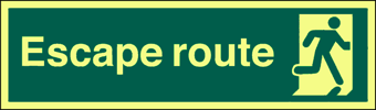 Picture of Photoluminescent Escape Route Sign - 300 x 100Hmm - Self Adhesive Rigid Plastic - [AS-PH301-SARP]