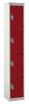 picture of QMP Tool Charging Locker - Solid Door - Standard Plug - 4 Compartment - Red - 1800H x 300W x 450D mm - [QM-BL1830454RSX]