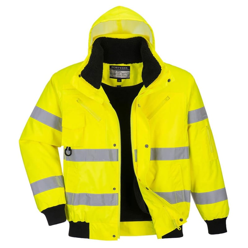 picture of Portwest - Yellow Hi-Vis 3-in-1 Bomber Jacket - Conforms to EN ISO 20471 Class 3, EN 342 and EN343 - PW-C467YER