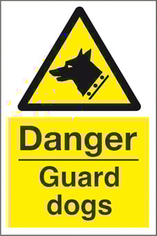 picture of Danger Guard Dogs Sign - 200 x 300Hmm - Rigid Plastic [AS-WA89-RP]