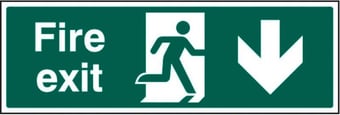 Picture of Fire Exit Arrow Pointing South Sign LARGE - 600 x 200Hmm - Rigid Plastic - [AS-SA6-RP]