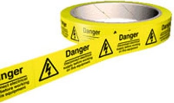 Picture of Hazard Labels On a Roll - Danger- Disconnect Electrical Supply before Working on this Equipment - Self Adhesive Vinyl - 100 per Roll - Choice of Sizes - AS-WA188