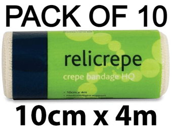 picture of Relicrepe Crepe Bandage HQ - 10cm x 4m - 100% Cotton - Pack of 10 - [RL-804X10] - (AMZPK)