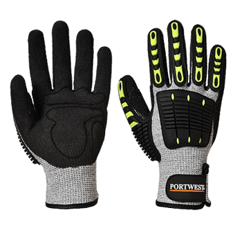 picture of Portwest A722 Anti Impact Cut 5 Resistant Grey/Black Gloves - Pair - PW-A722G8R - (PS)