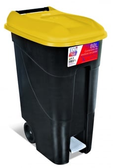picture of Tayg - 80L Wheelie Bin - 785h x 400w x 575d mm - Yellow Lid With Pedal - [BDU-TYGWB80PY]