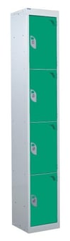 picture of QMP Tool Charging Locker - Solid Door - Standard Plug - 4 Compartment - Green - 1800H x 300W x 450D mm - [QM-BL1830454GSX]