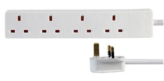 picture of Pro-Elec 4 Way 1 Metre White Extension Lead - 13 AMP - [CP-PL15287]