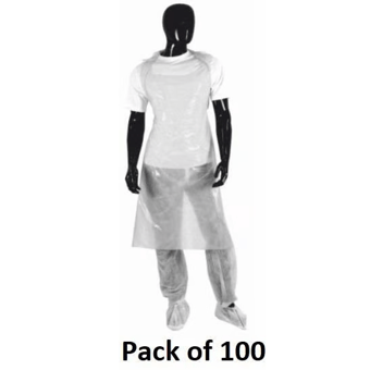 picture of Supreme TTF Disposable Plastic Apron - White - Pack of 100 - [HT-APRON-FLAT-WHITE]
