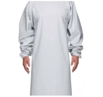 picture of Detectable Reusable Apron Full Body with Sleeves - White/Grey - 135cm (53") - [DT-474-S685-T461-P06]