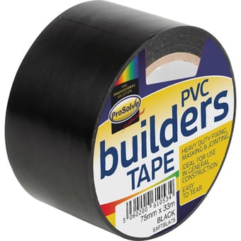 picture of ProSolve PVC Builders Tape - 75mm x 33m - Black - [PV-SAFTBLA75]