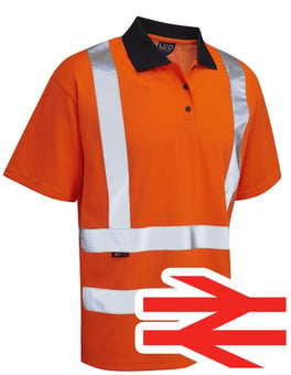 picture of Hi-Vis Orange Comfort Polo Shirt with Navy Collar - LE-P01-O