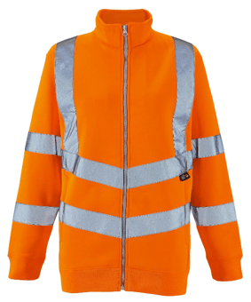 picture of Supertouch Ladies Eshaal Zipped Sweatshirt Hi Vis Orange - ST-SHV-L65181