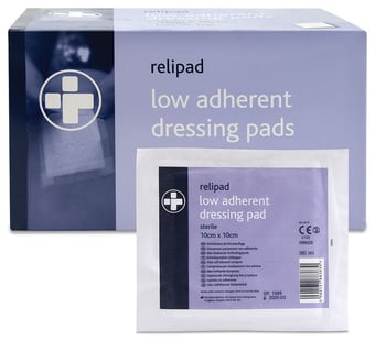 Picture of Relipad - Low-adherent Dressing Pads - Sterile - 10cm x 10cm - Box of 100 - [RL-383-100]