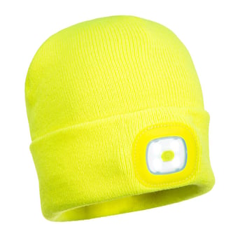 picture of Portwest - Rechargeable Twin LED Beanie - Yellow - [PW-B028YER]