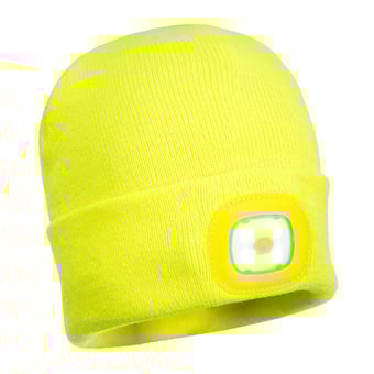 picture of Portwest - Rechargeable Twin LED Beanie - Yellow - [PW-B028YER]