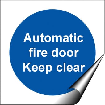 Picture of Automatic Fire Door Keep Clear SMALL - BS5499 Part 1 & 5 - 80 X 80Hmm - Self Adhesive Vinyl - [AS-MA153A-SAV]