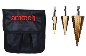 picture of Amtech 3pc High Speed Steel Step Drill Set - [DK-F0790]