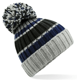 picture of Beechfield Hygge Striped Beanie - Blue Steel - [BT-B392-BST]