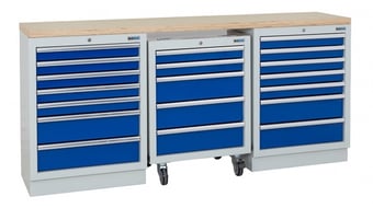 picture of BiGDUG 2041mm Wide Workbench - 1x Roll Cabinet - 2x 7 Drawer Cabinet - Multiplex - [BDU-TGC5R5GBM] - (LP)