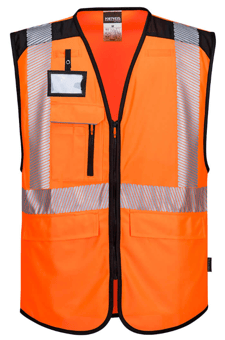 Picture of Portwest PW3 Hi-Vis Executive Vest Orange/Black - PW-PW309OBR