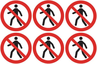 picture of Safety Labels - No Pedestrians Symbol (24 pack) 6 to Sheet - 75mm dia - Self Adhesive Vinyl - [IH-SL03-SAV]