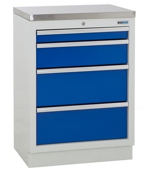 picture of BiGDUG 4 Drawer Cabinet - 948h x 680w x 463d mm - Stainless Worktop - [BDU-TGC3GBS] - (LP)