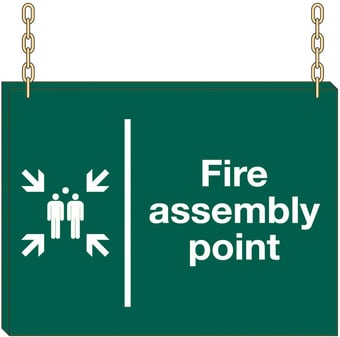picture of Hanging Fire Assembly Point Sign - 600 x 450Hmm - 3mm Foamex - WITHOUT Holes for Chains - Fittings and Chains Sold Separately - [AS-HA8-FOAM]