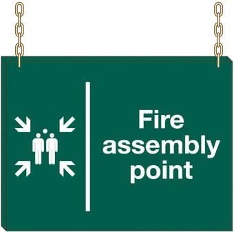 Picture of Hanging Fire Assembly Point Sign - 600 x 450Hmm - 3mm Foamex - WITHOUT Holes for Chains - Fittings and Chains Sold Separately - [AS-HA8-FOAM]