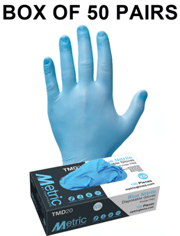 picture of Metric TMD20 Nitrile Powder Free Disposable Glove Blue - Box of 50 Pairs - TS-TMD20 - (DISC-R)