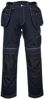 Picture of Portwest - PW3 Holster Work Trousers - Navy Blue/Black - Short Leg - PW-T602NBS
