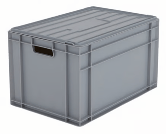 Picture of BiGDUG Euro Stacking Box with Hinged Lid - 345h x 400w x 600d mm - 62L - Grey - Box Deal of 10 - [IH-BDU-BNB4633LG] - (LP)