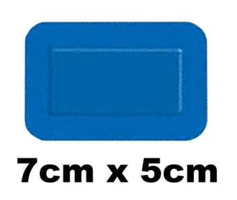 picture of Blue Dot - Blue Detectable Plasters - 7cm x 5cm - pack of 50 - [CM-86935]