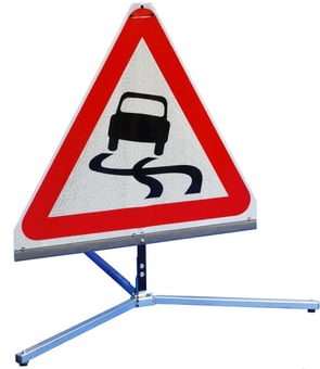 Picture of TriFlex Triangular with "Slippery Road" Sign - 750mm - Sign face with Standard Grade Reflectivity - [QZ-557.750.TFX]