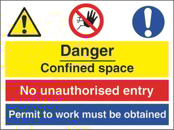 Picture of Danger Confined Space / Entry / Permit Sign - 400 X 300Hmm - Rigid Plastic - [AS-MU17-RP]