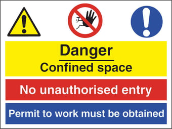 Picture of Danger Confined Space / Entry / Permit Sign - 400 X 300Hmm - Rigid Plastic - [AS-MU17-RP]