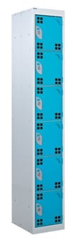 picture of QMP Tool Charging Locker - Perforated Door - RCD Plug - 6 Compartment - Light Blue - 1800H x 450W x 450D mm - [QM-BR1845456UPX]