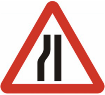 picture of Spectrum 600mm Tri. Temporary Sign & Frame – Road Narrows Left – [SCXO-CI-13129]