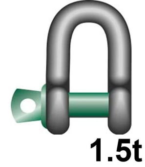 picture of Green Pin Standard Dee Shackle with Screw Collar Pin - 1.5t W.L.L - EN 13889 - [GT-GPSCD1.5]
