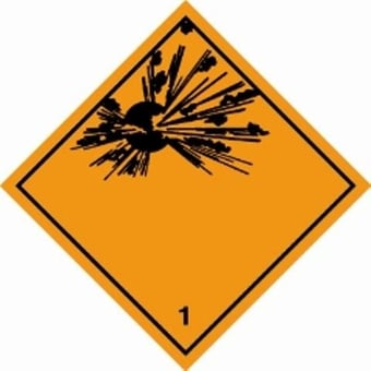 picture of Hazchem UN Hazard Warning Diamond Self-adhesive - 250 x 250mm - Class 1 Explosive - [HZ-HD2101]